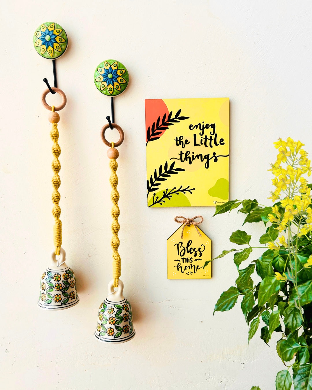 Easy Decor Bell Combos | Quotes with macrame ceramic bells