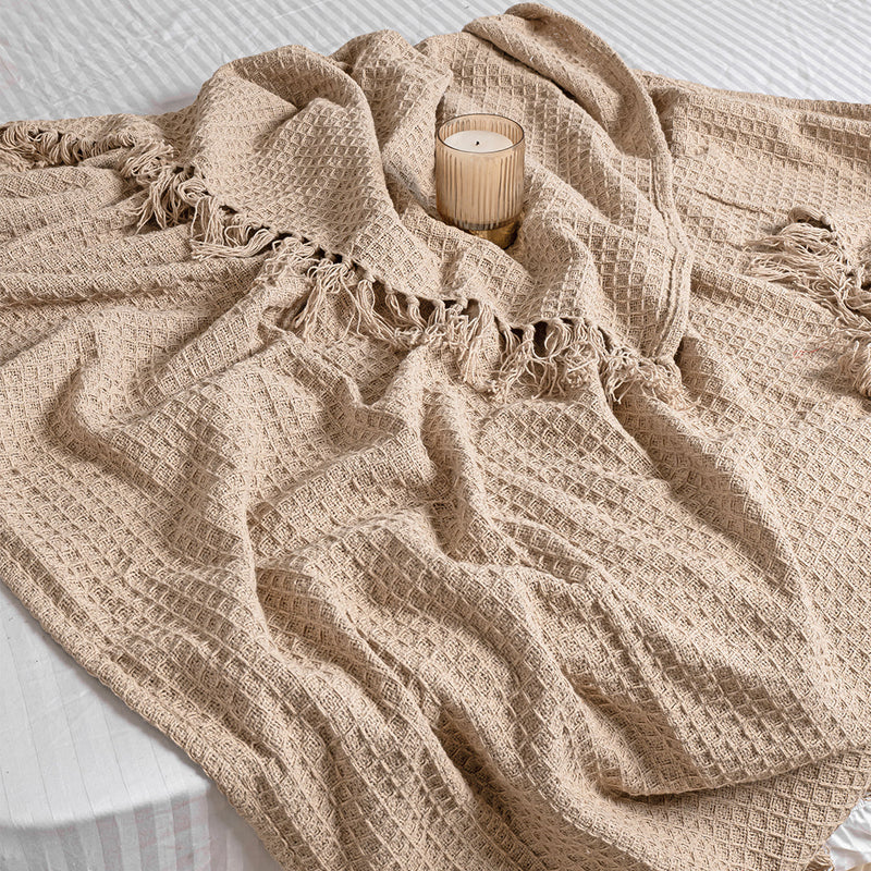 Beige - Waffle Throw-5