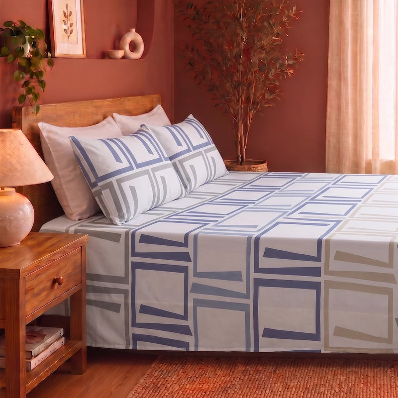 Imprimer Modern Maze - Printed Bedsheet (Multicolor)-5