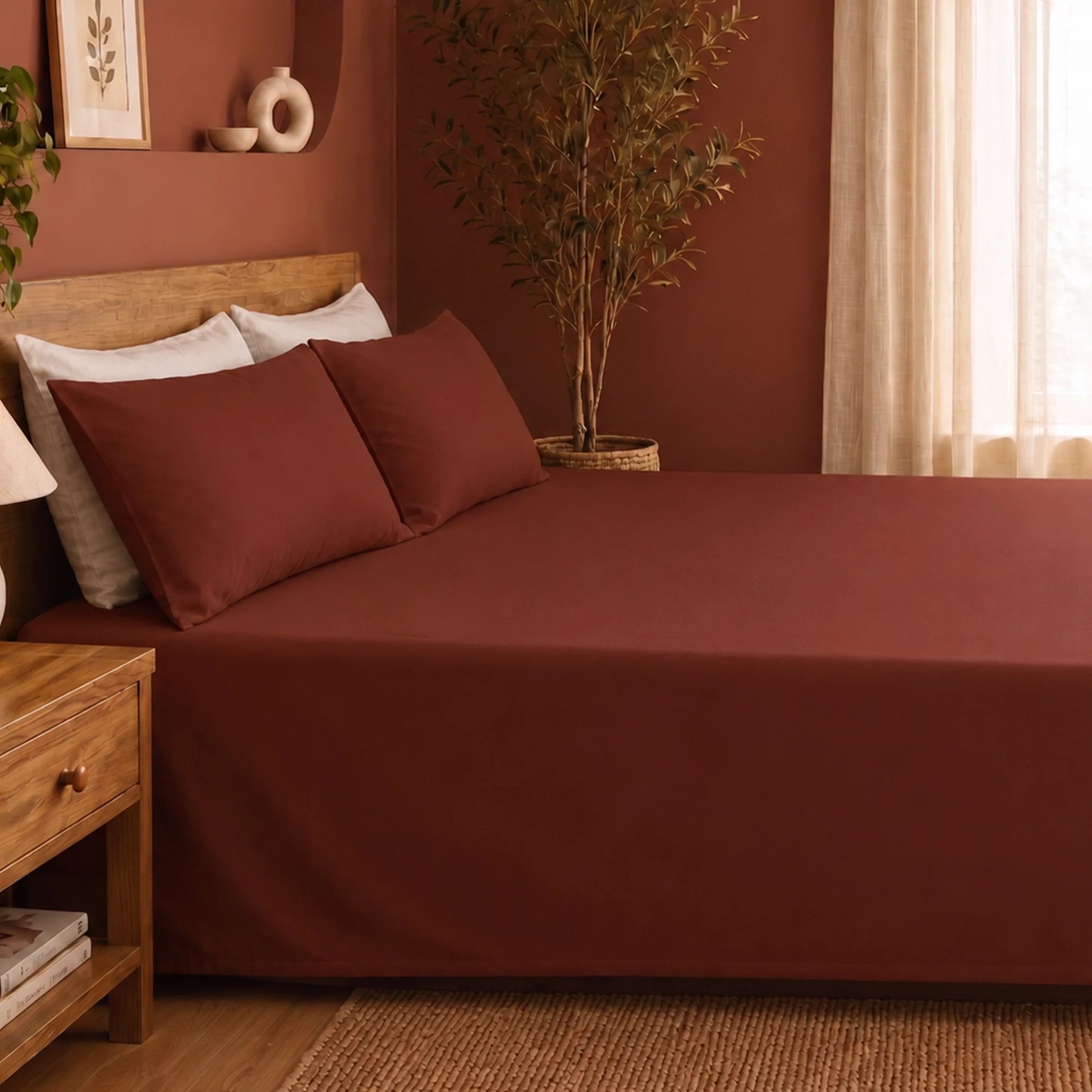Fort Nightingale - Solid Bedsheet (Maroon)-5