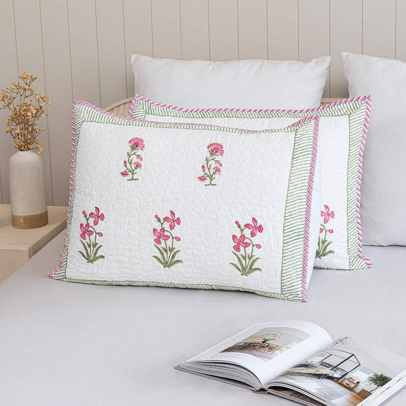 Floral Pink Quilted Pillow Covers-5