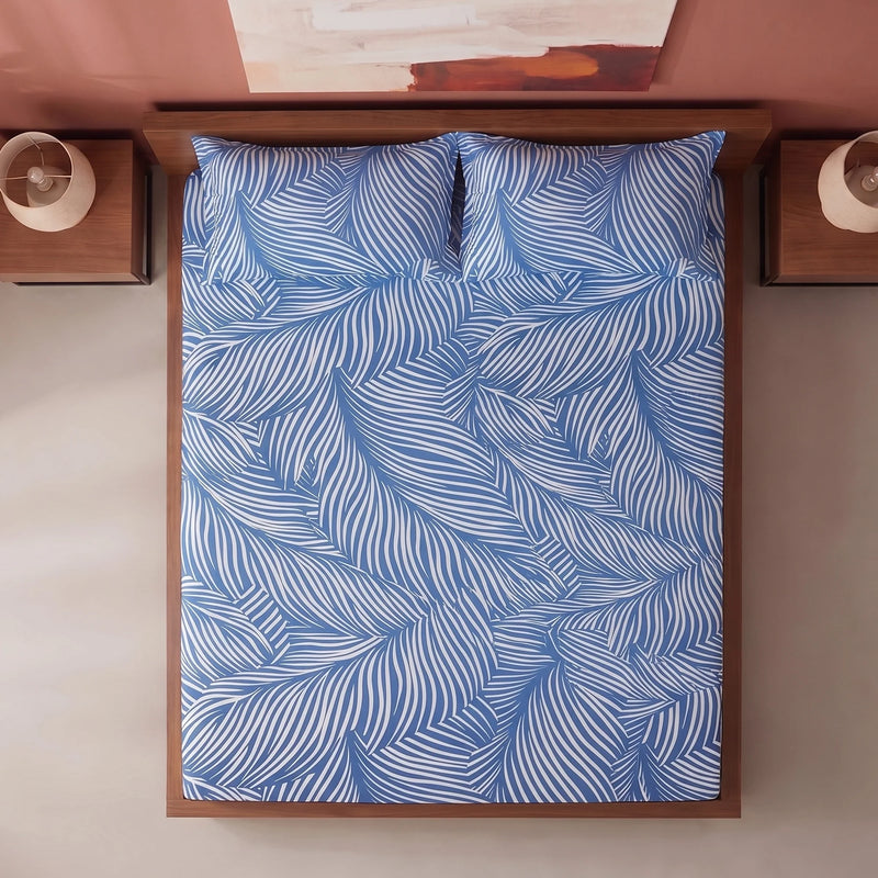 Blue Feather - Fitted Sheet (White & Blue)-5