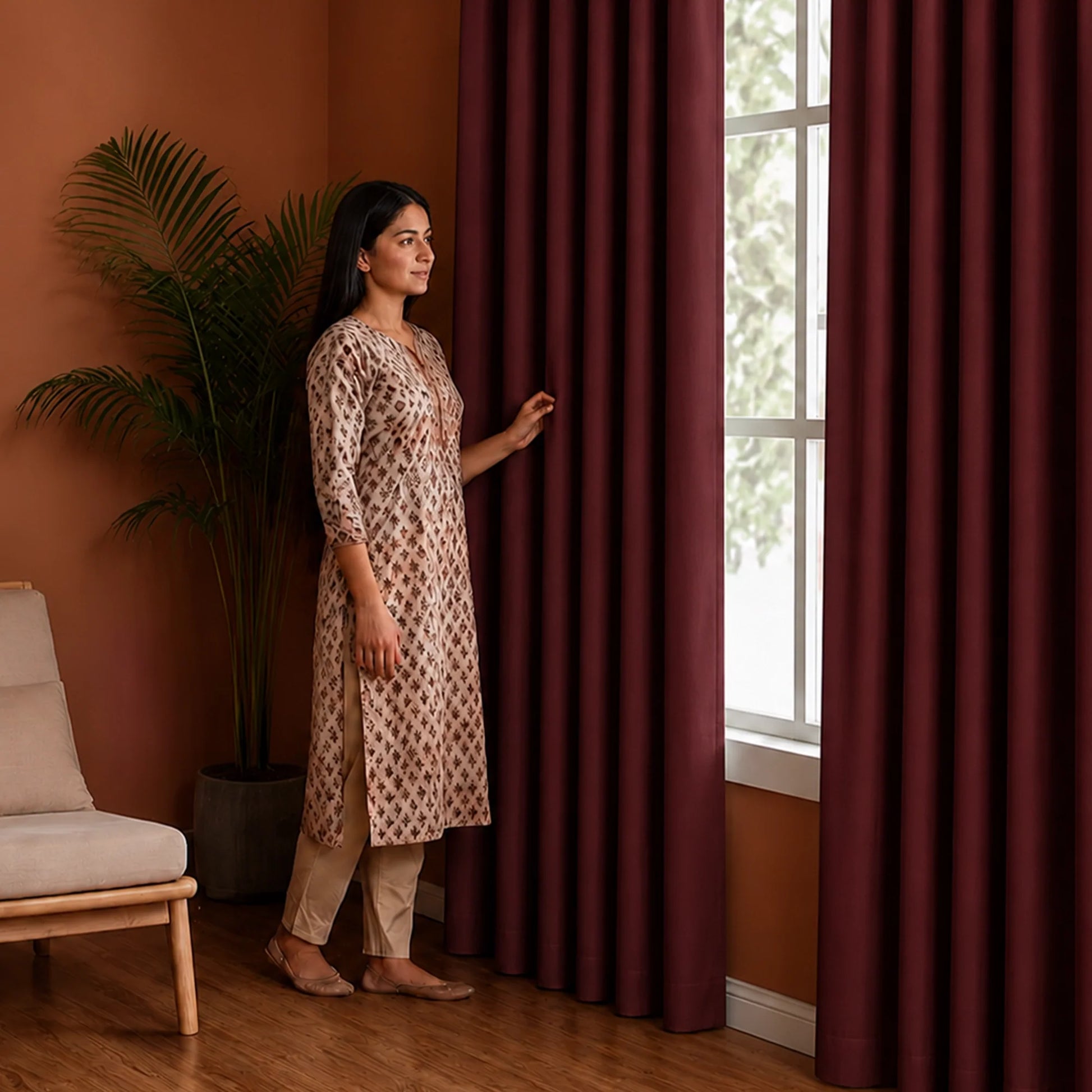 Fort Essential - Rod Pocket Blackout Curtain (Maroon)-5