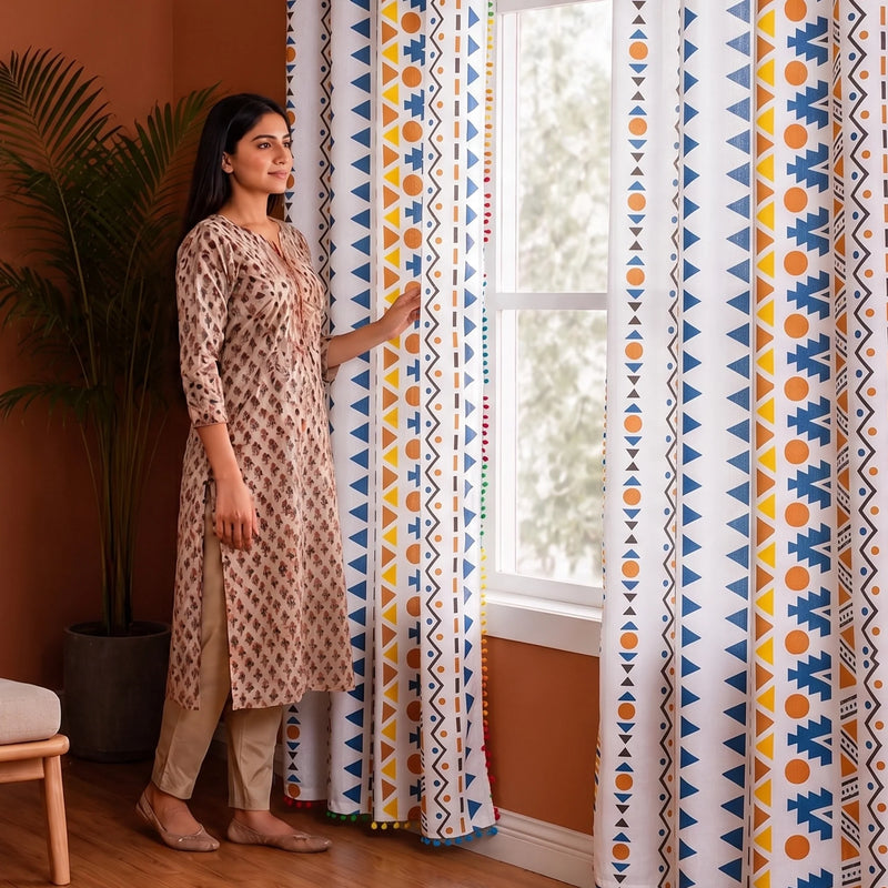 Imprimer Handpicked Santo - Printed Semi Blackout Curtain (Blue)-5