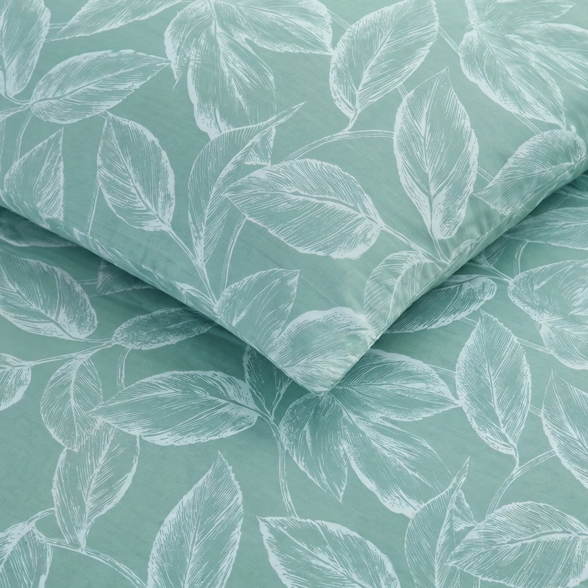 Imprimer Lilac - Leaf Printed Duvet Cover (Aqua Blue)-5