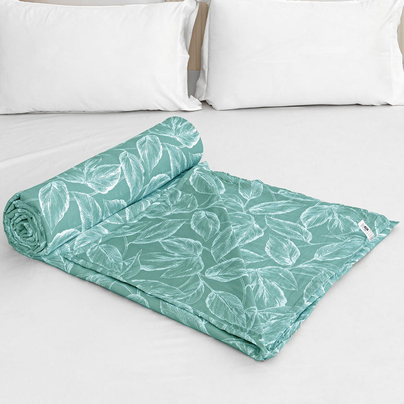 Imprimer Lilac - Leaf Printed Dohar Blanket (Aqua Blue)-5