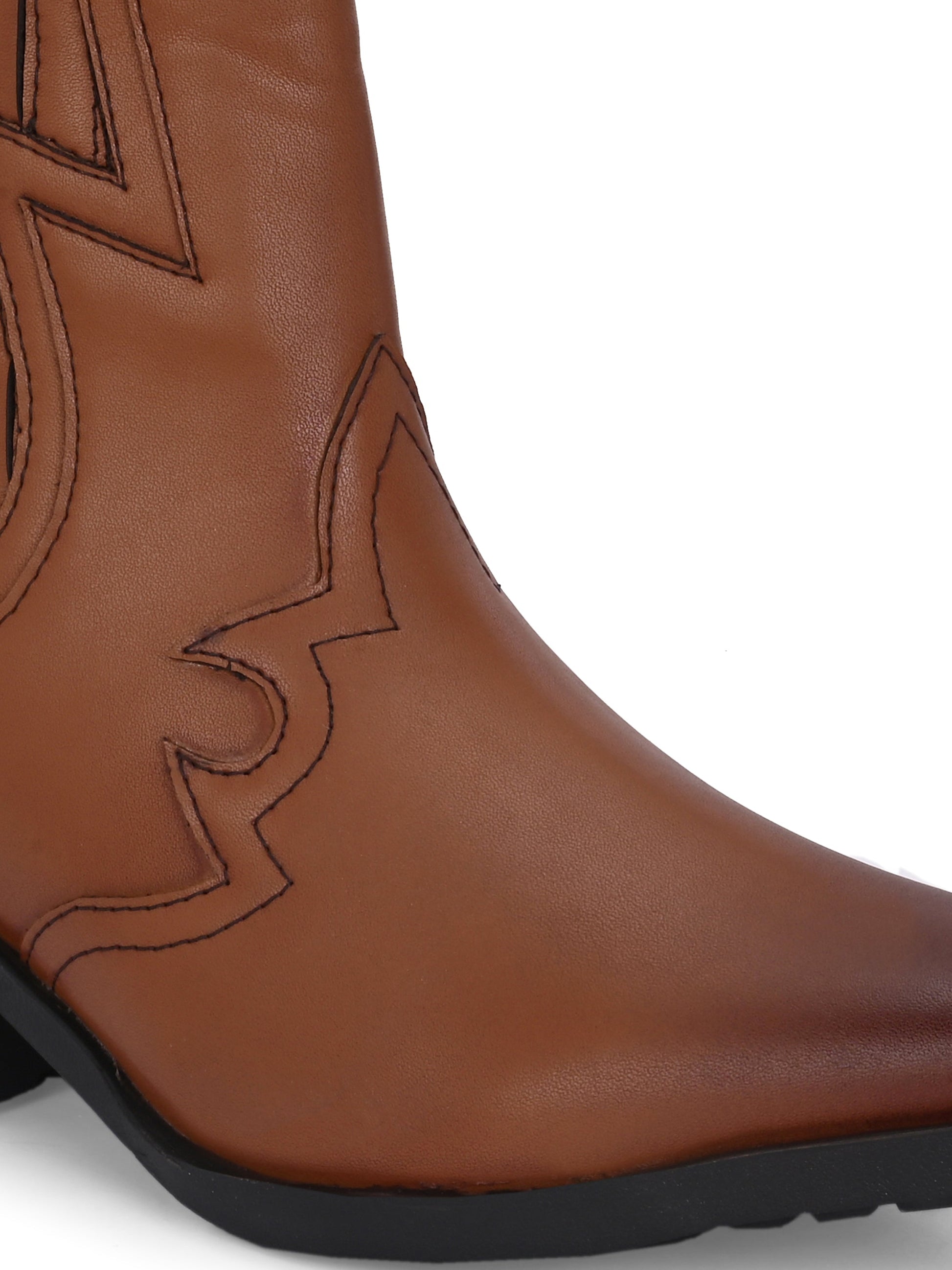 EL PASO Women Faux Leather Casual Slip On Cowboy Boots-10