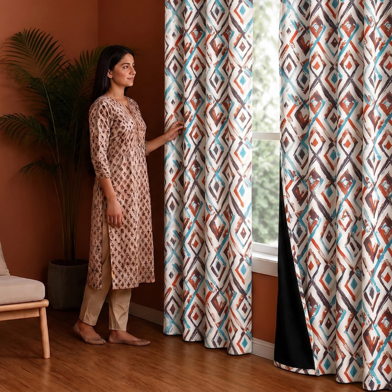Imprimer Geometric - Digital Printed Blackout Curtain (Multicolor)-5