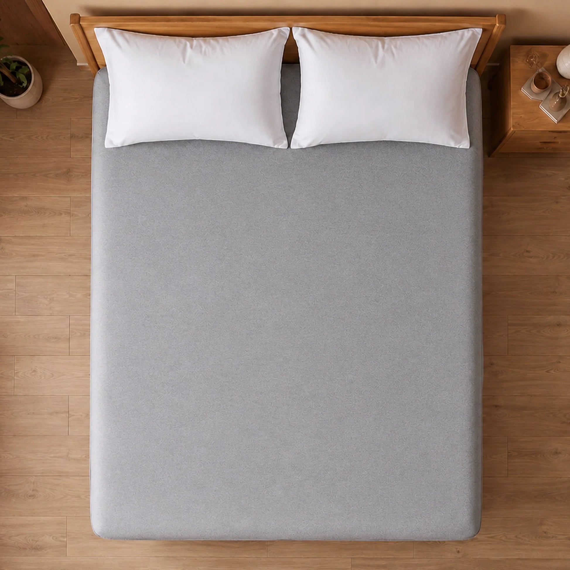 Fort - Terry Solid Mattress Protector (Grey)-5