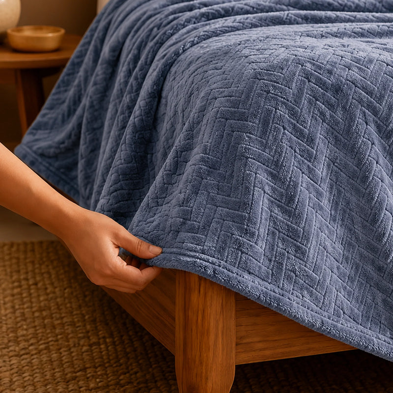 Fort Mellow - Wave Plush Blanket (Frost Blue)-5