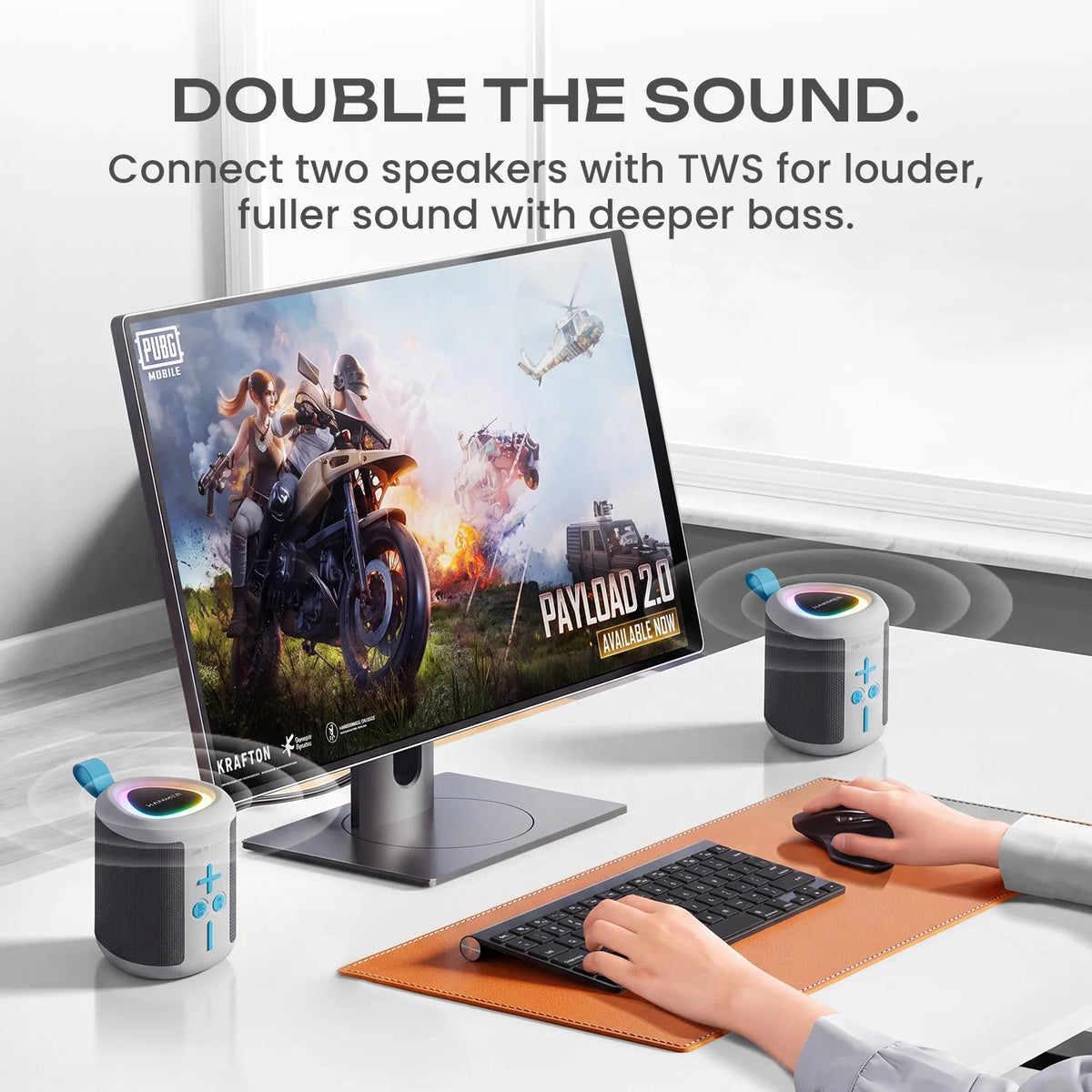 HAMMER Smash 2 10W Bluetooth Speaker, USB/TF/FM, TWS Function, Multi-Color LED Modes (White)-6