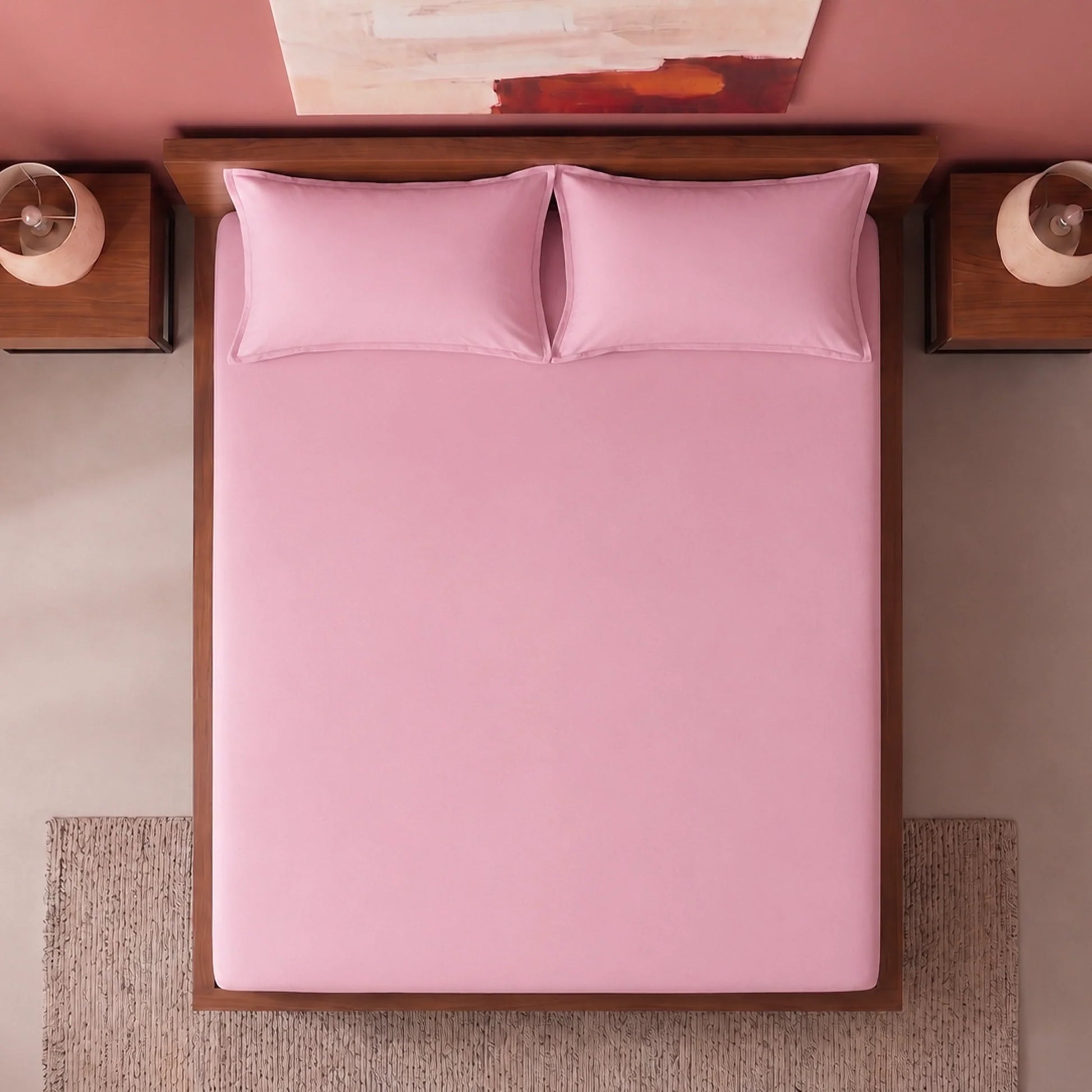 Fort Sublime - Solid Fitted Bedsheet (Pink)-5