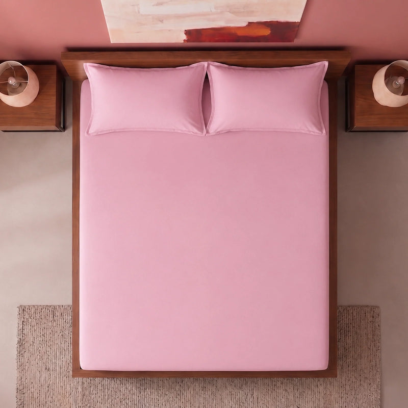 Fort Sublime - Solid Fitted Bedsheet (Pink)-5