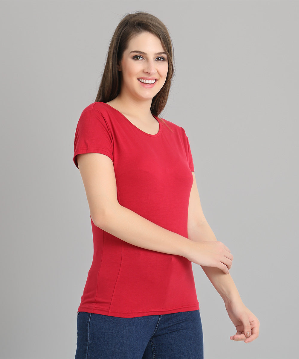 Naturefab Women's Organic Bamboo Tshirt Maroon-3