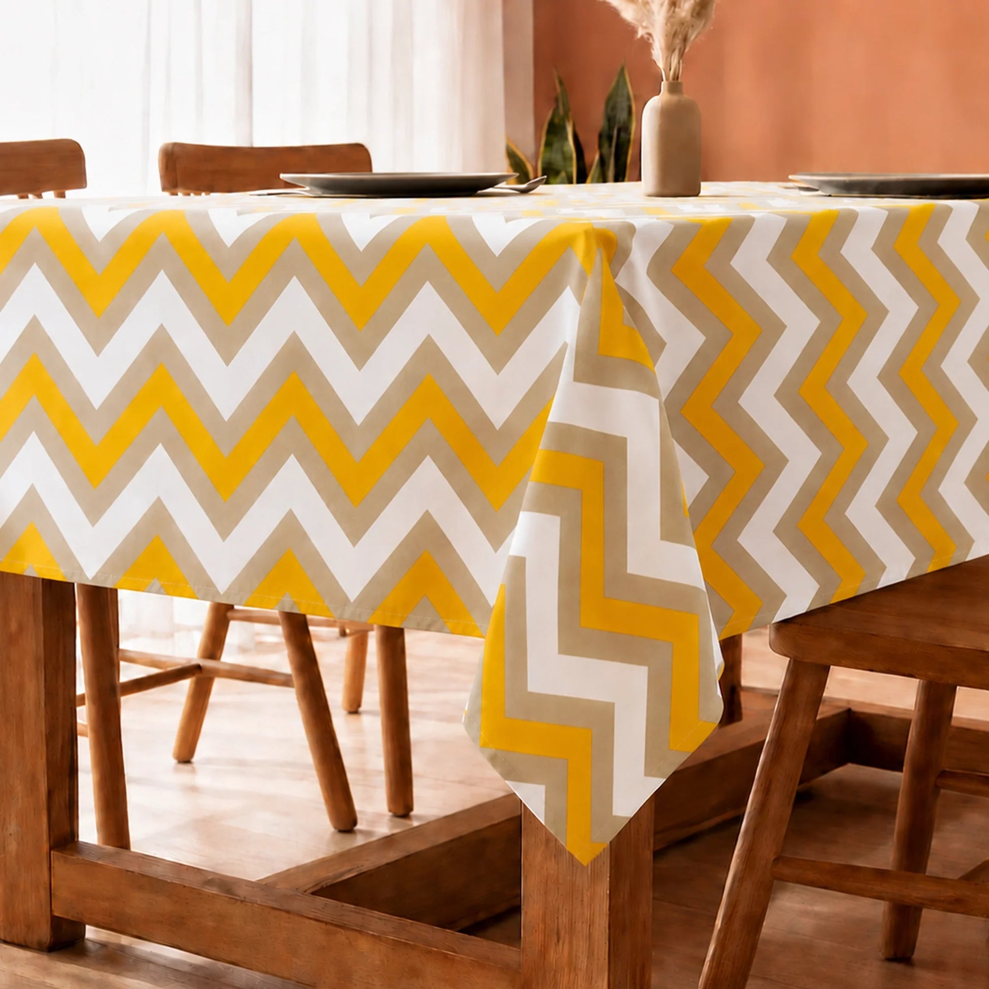 Imprimer Chevron - Printed Dining Table Cover (Yellow)-5