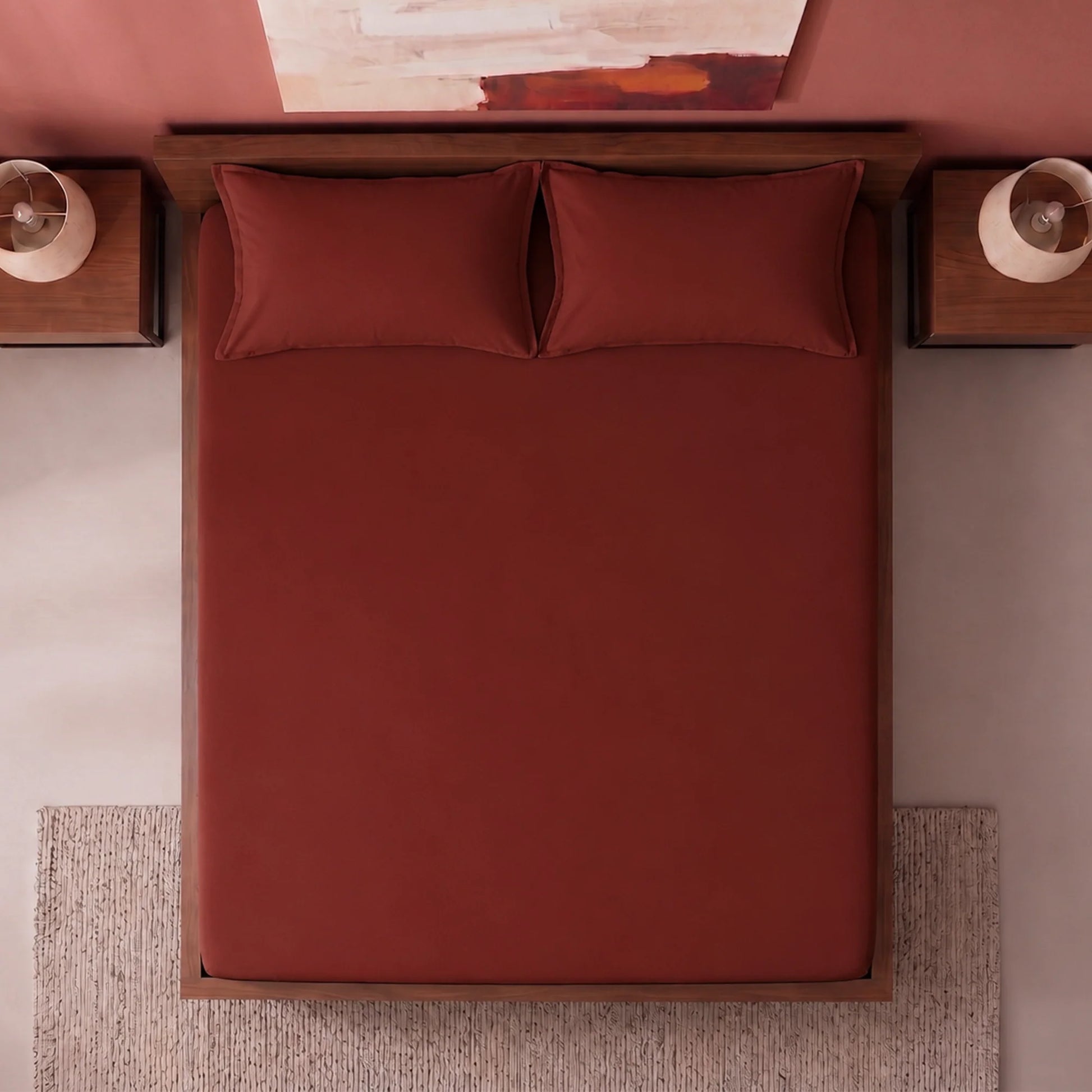 Fort Sublime - Solid Fitted Bedsheet (Maroon)-5