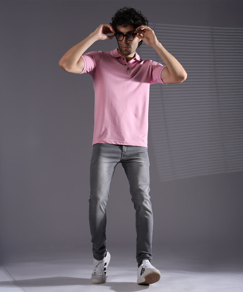 Naturefab Men’s Organic Bamboo Polo Tshirt Ultimate Pink-7