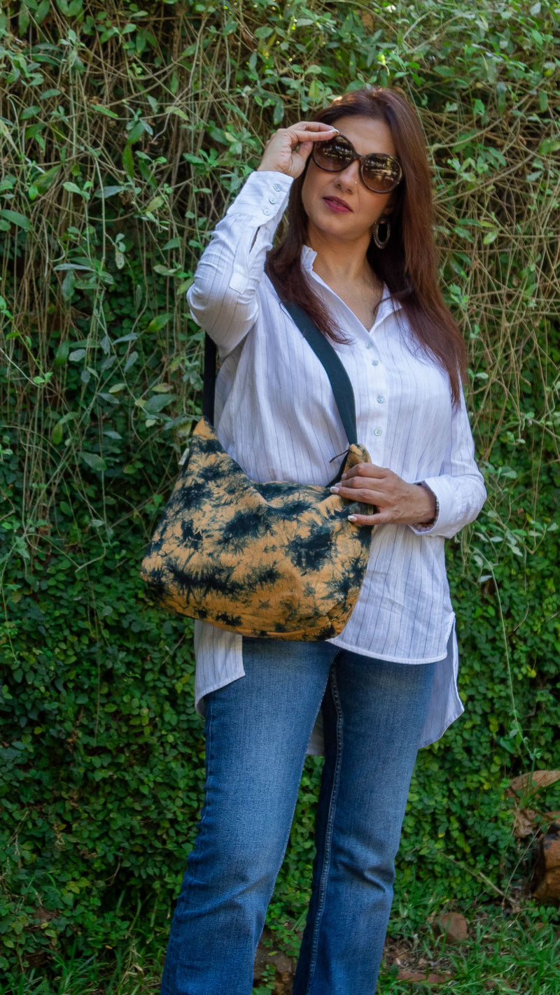 Cotton Hobo Bag • Black Splash-5