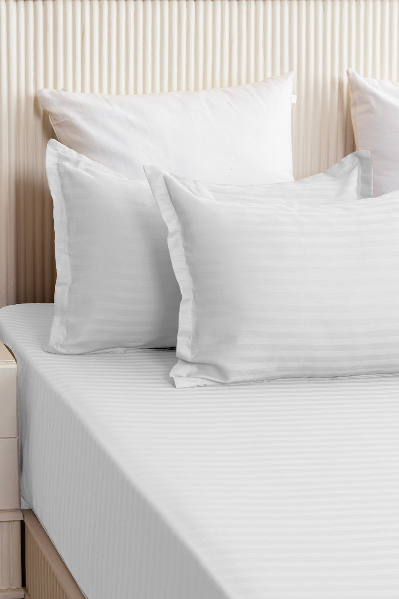 Breton Nap - Satin Stripes Bedsheet (White)-6