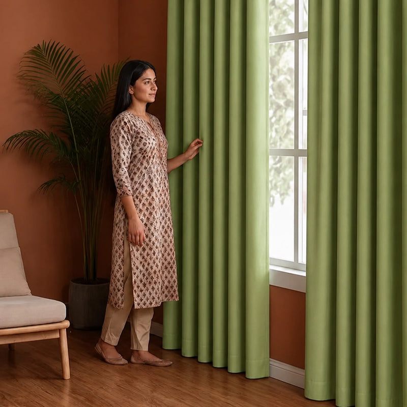 Fort Essential - Rod Pocket Blackout Curtain (Avacado Green)-5