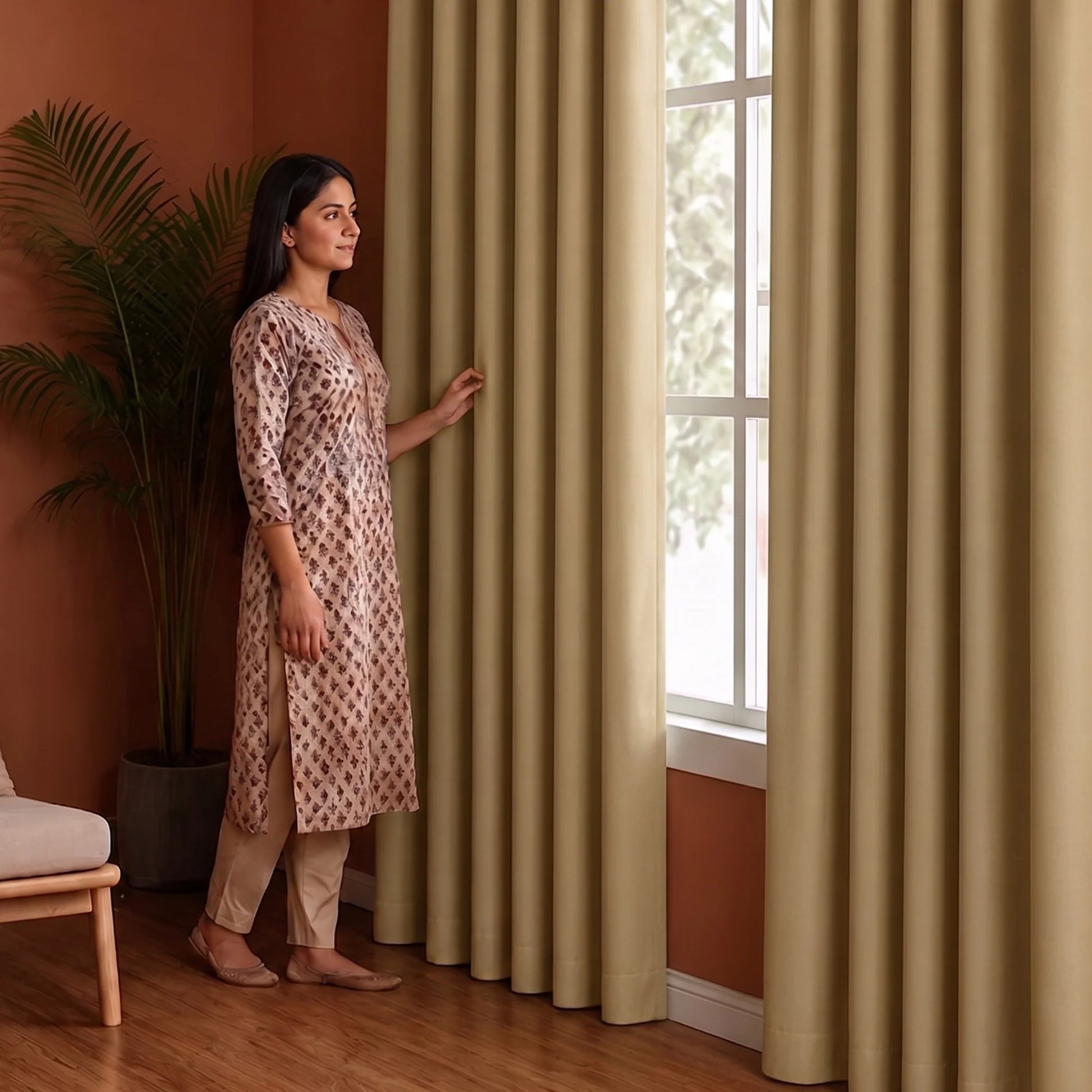 Fort Essential - Rod Pocket Blackout Curtain (Beige)-4