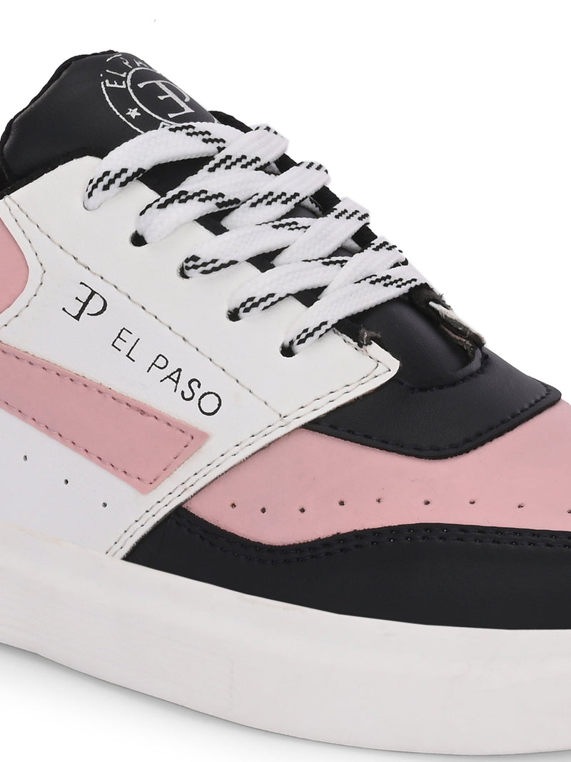 EL PASO Faux Leather Casual Lace Up Sneakers For Women-24