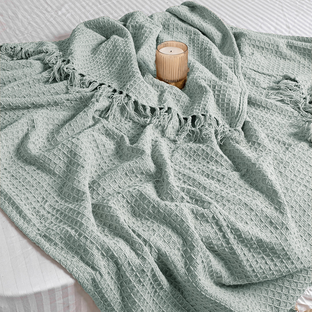 Ice Blue - Waffle Throw-5