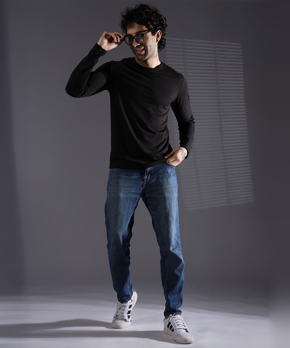 Naturefab Men's Organic Bamboo Full sleeve Terry Tshirt Black-7