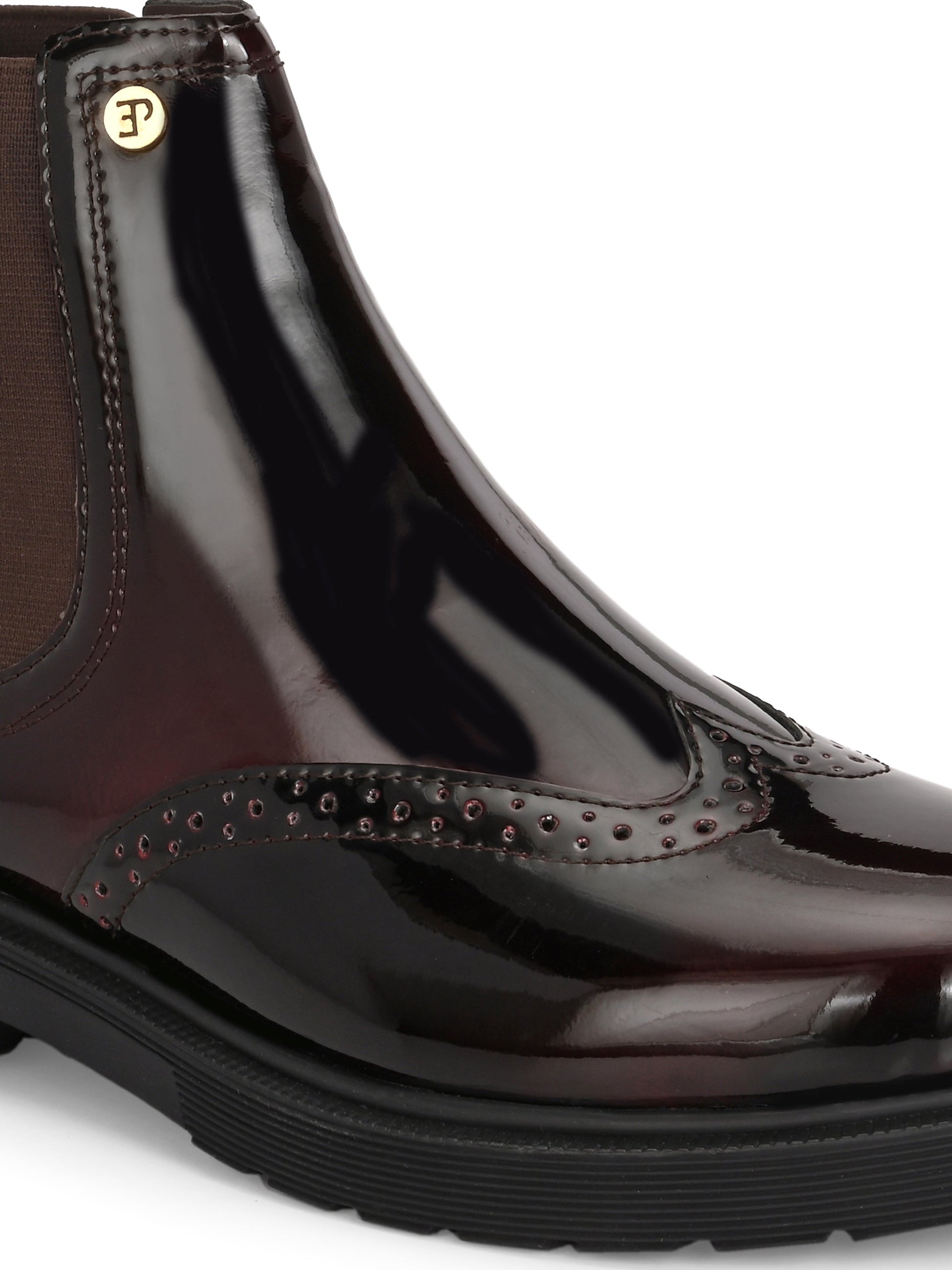 El Paso Women Wine Faux Leather Casual Chelsea Boots-4