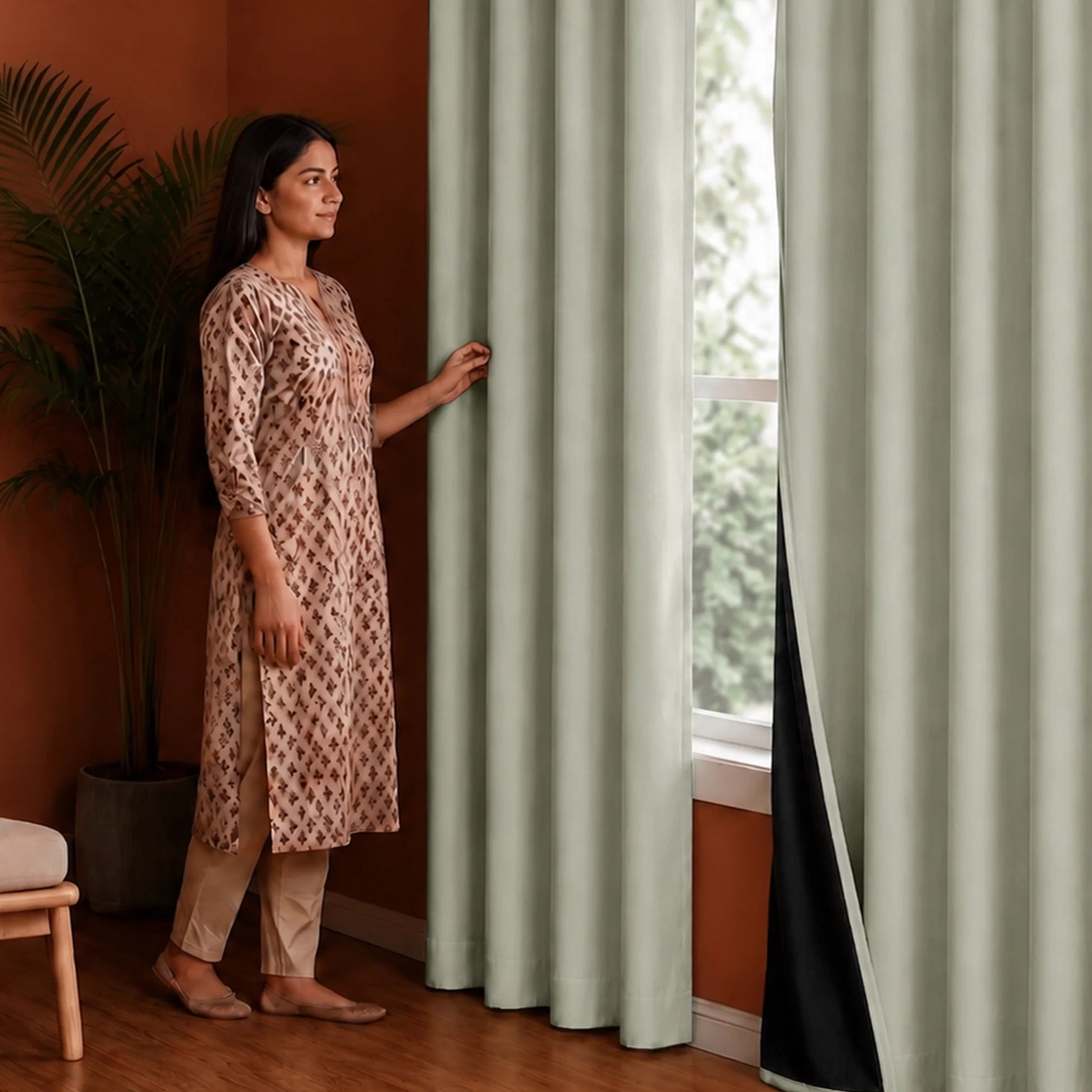 Fort Essential - Black Backing Blackout Curtain (Off White)-5