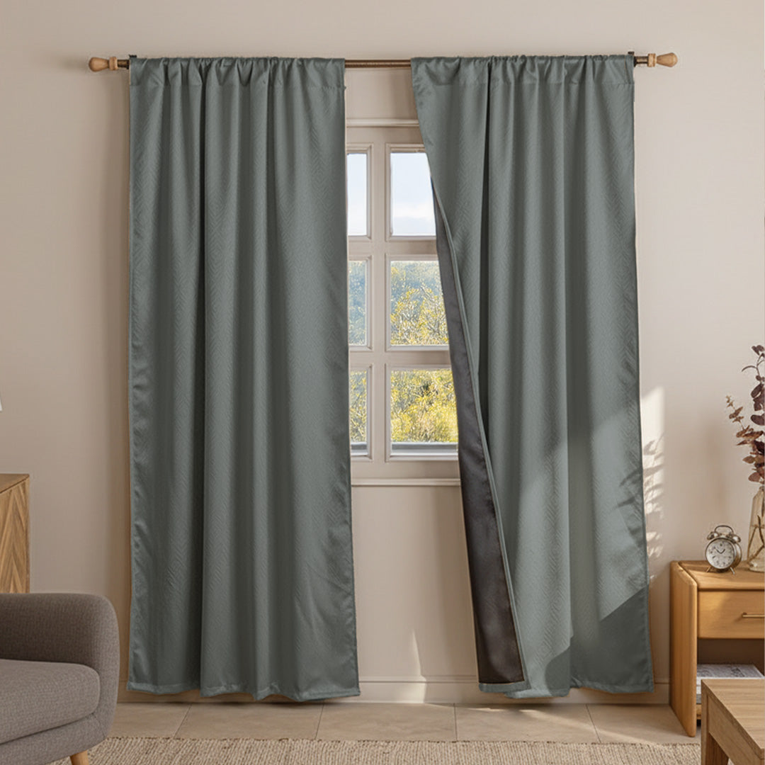 Fort Essential Embossed - Rod Pocket Black Backing Blackout Curtain (Grey)