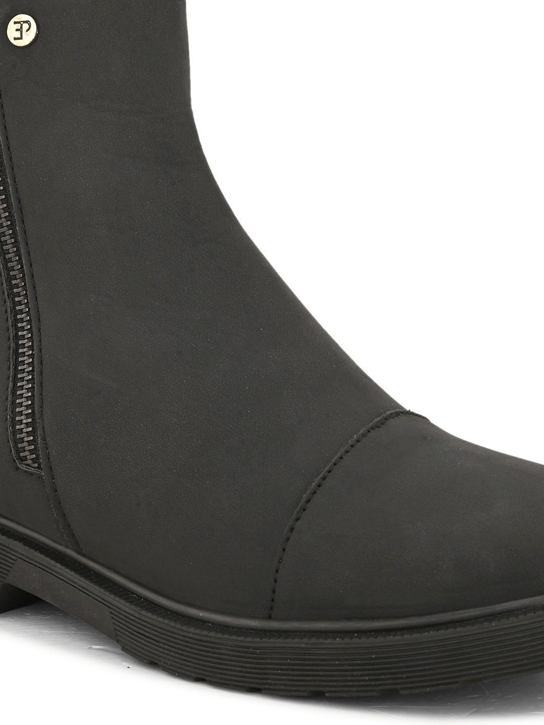 EL PASO Women Black Faux Leather Casual Chelsea Boots-3