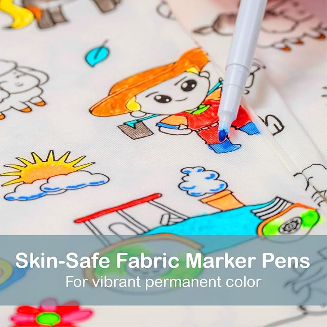 Magic Coloring Pajama Set - Top, Bottom & 12 Markers-3