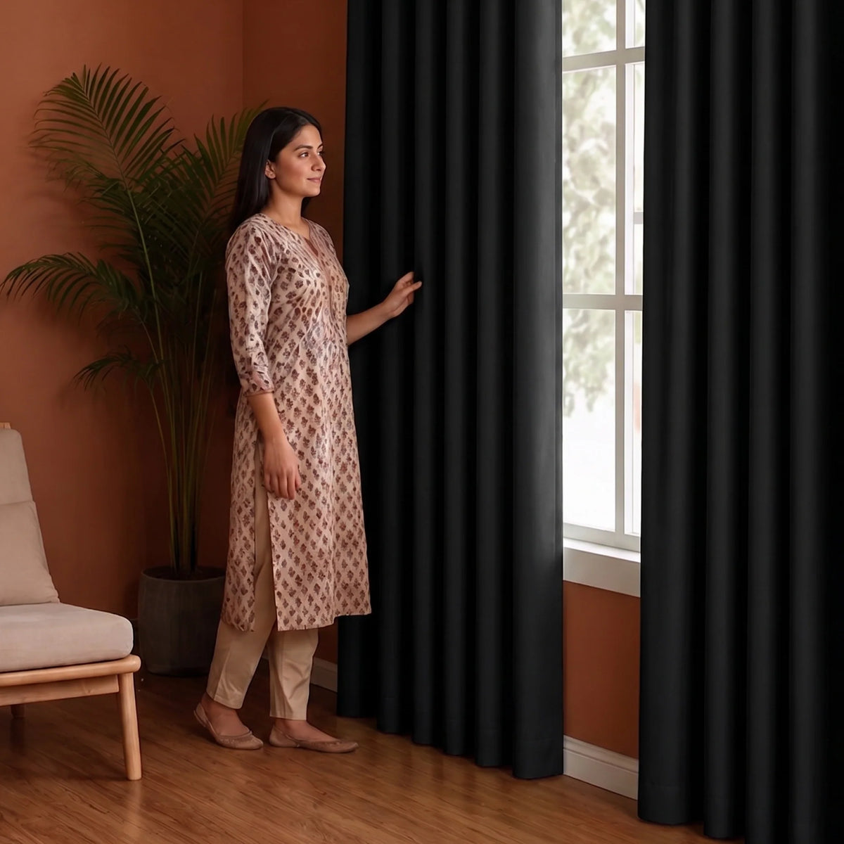 Fort Essential - Rod Pocket Blackout Curtain (Black)-5