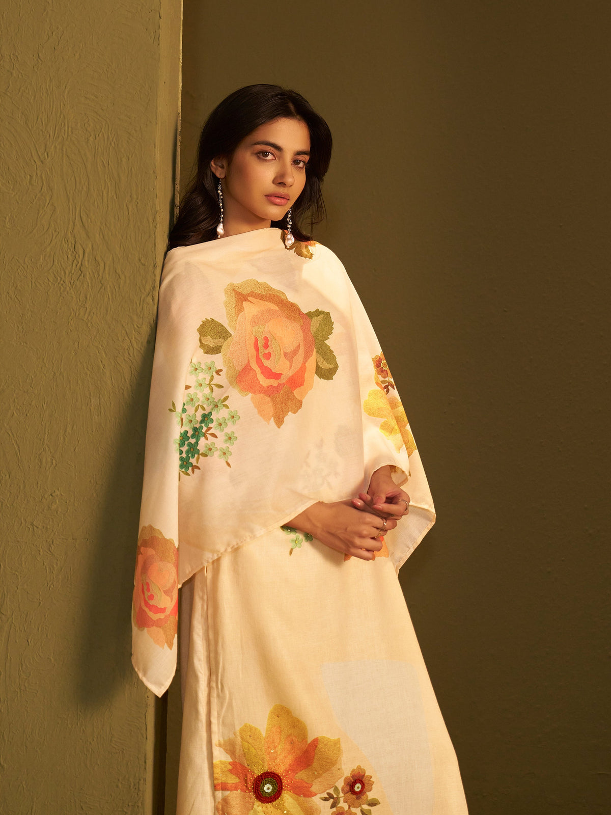 Ananya Beige Linen Printed Set