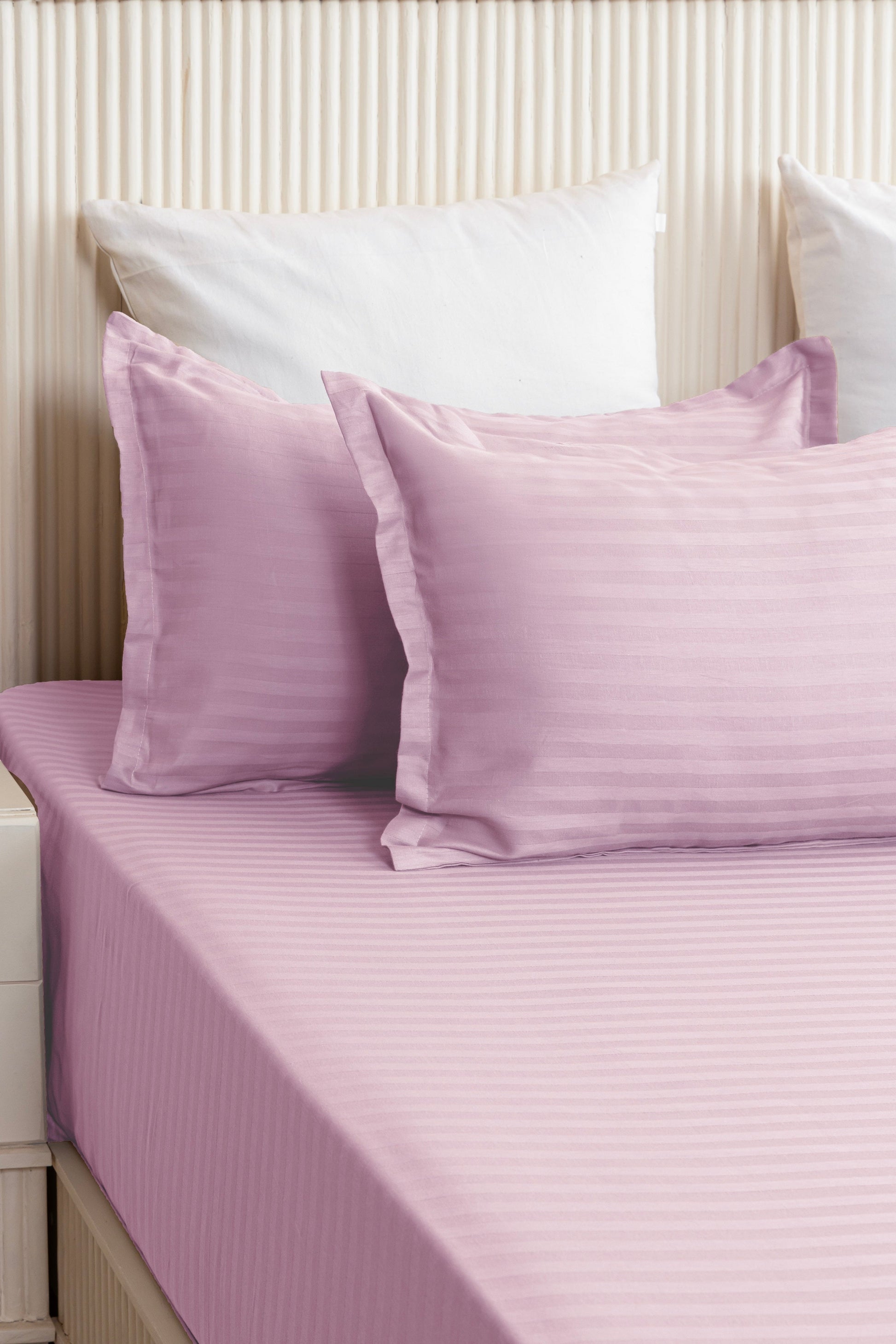 Breton Nap - Satin Stripes Bedsheet (Baby Pink)-6