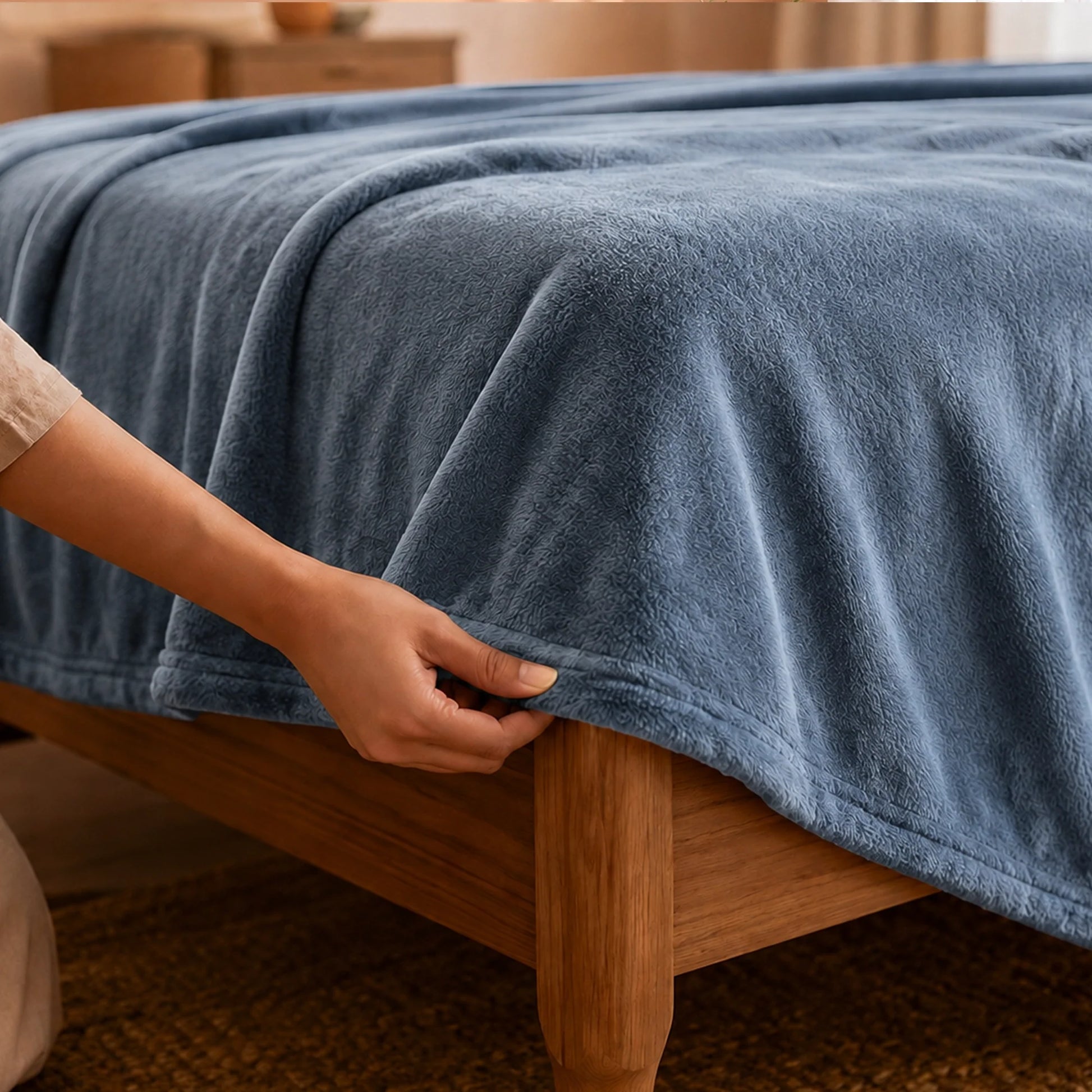 Fort Mellow - Solid Plush Blanket (Frost Blue)-5