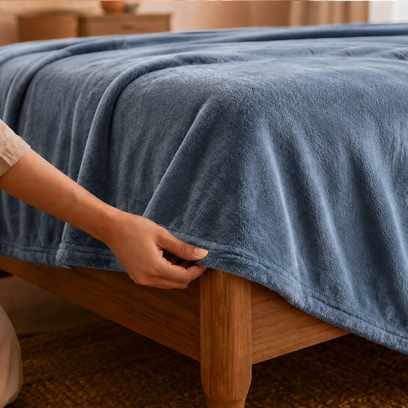 Fort Mellow - Solid Plush Blanket (Frost Blue)-5