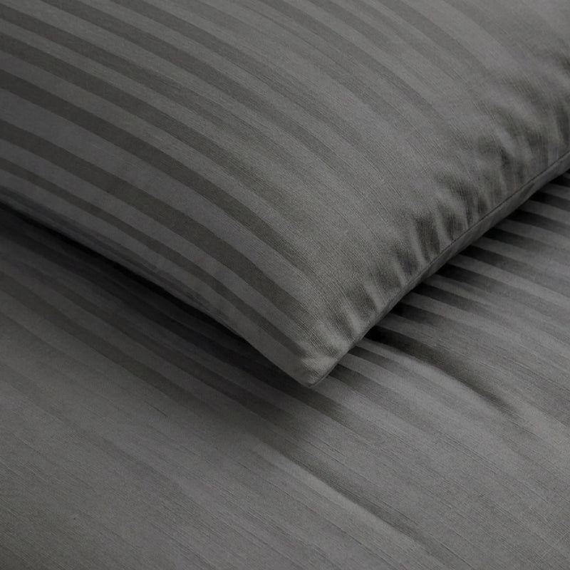 Breton Mellow - Satin Stripe Duvet Cover (Grey)-5