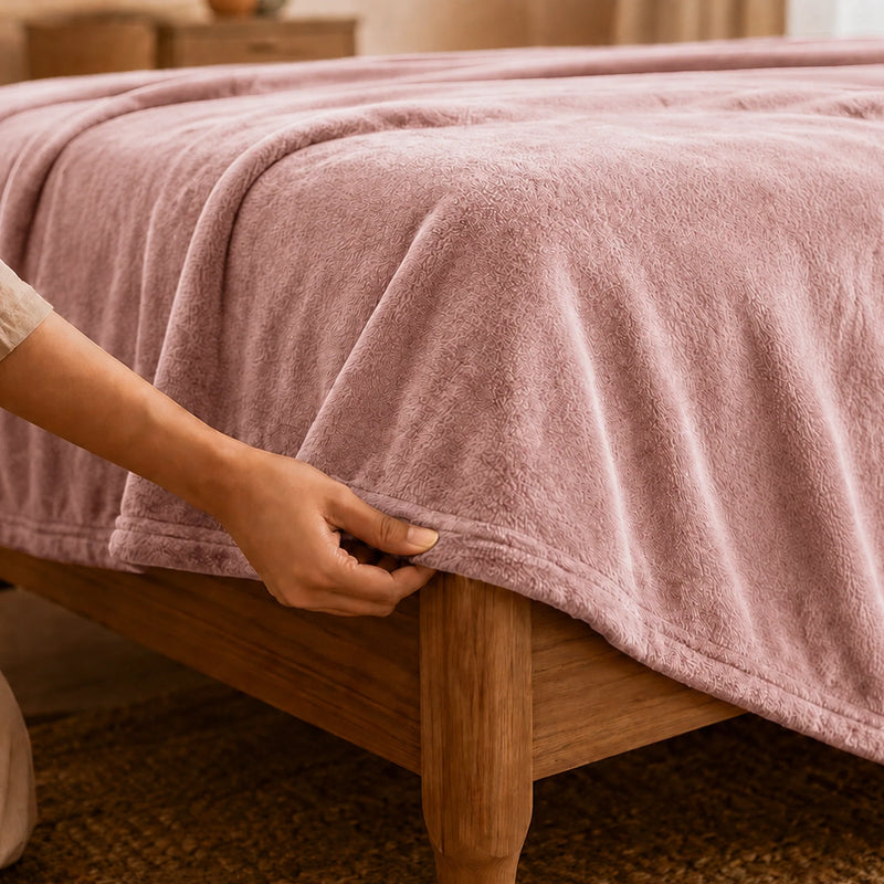 Fort Mellow - Solid Plush Blanket (Pink)-5
