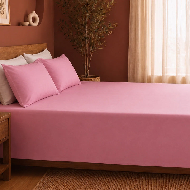 Fort Nightingale - Solid Bedsheet (Pink)-5