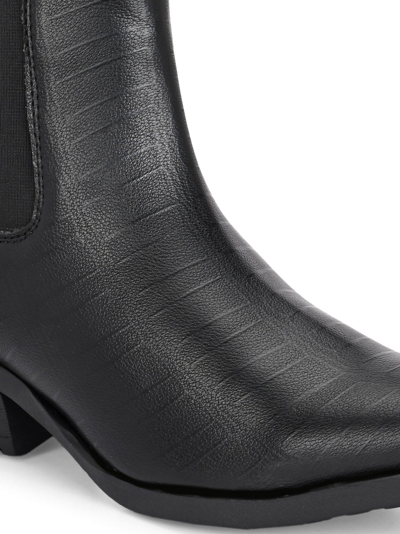 EL PASO Women Faux Leather Casual Slip On Boots-3
