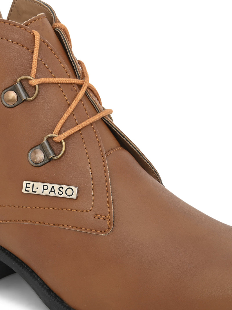 EL PASO Faux Leather Casual Lace Up Boots For Women-5