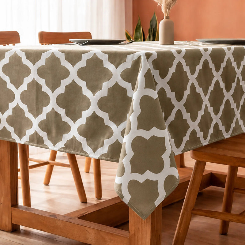 Imprimer Quatrefoil - Printed Dining Table Cover (Grey)-5
