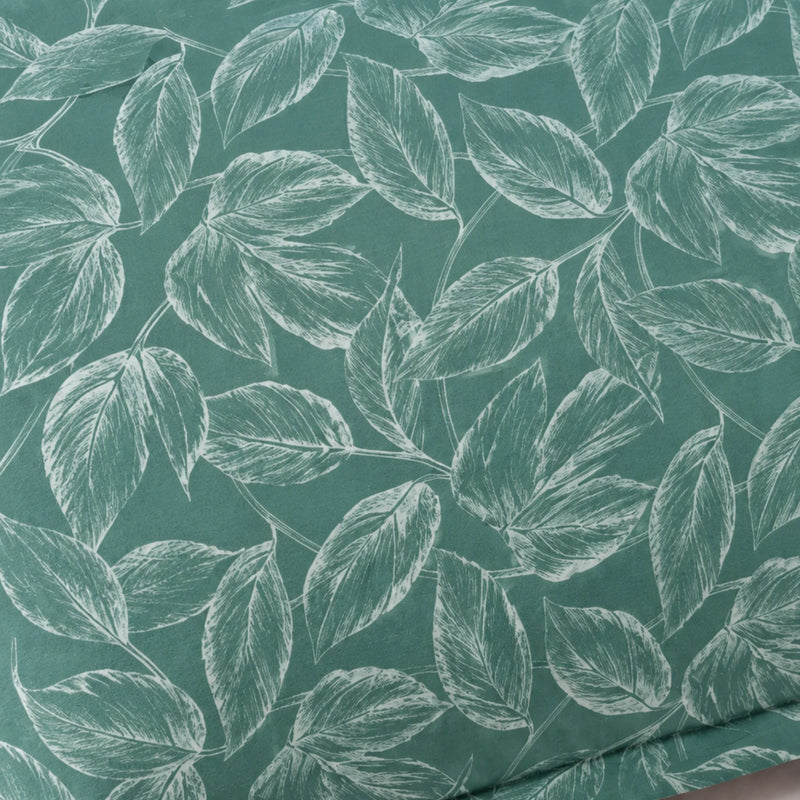 Imprimer Lilac - Leaf Printed Pillow Cover (Aqua Blue)-5