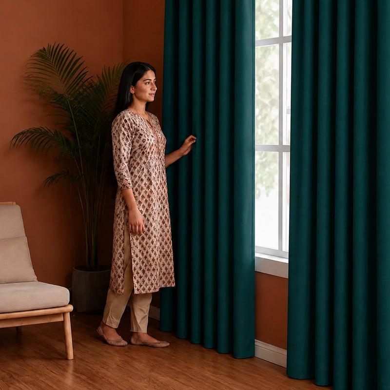 Fort Essential - Rod Pocket Blackout Curtain (Rama Green)-5