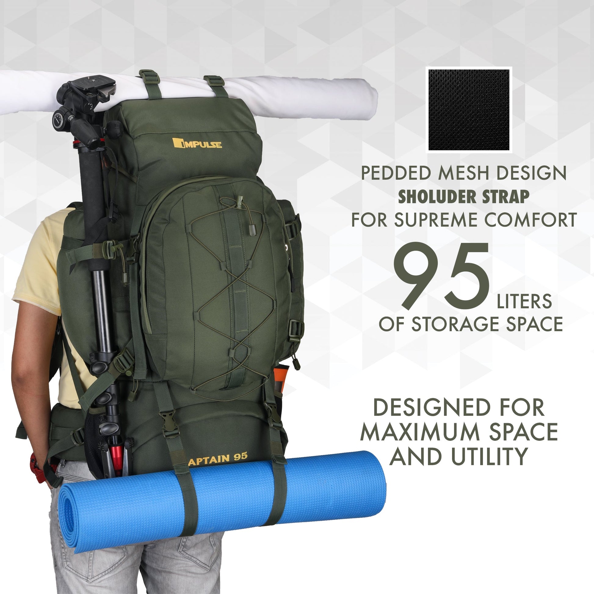 95 Litres Captain Green Trekking bag-5