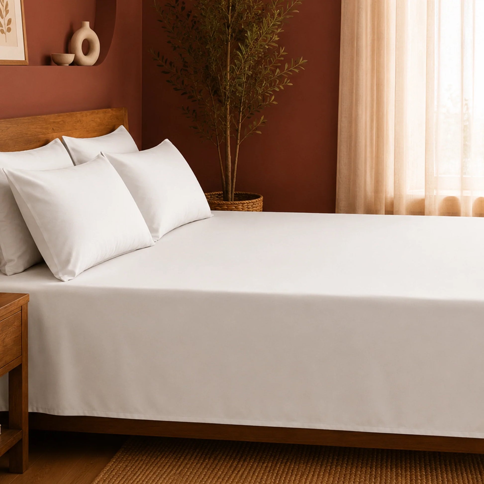 Fort Nightingale - Solid Bedsheet (White)-5