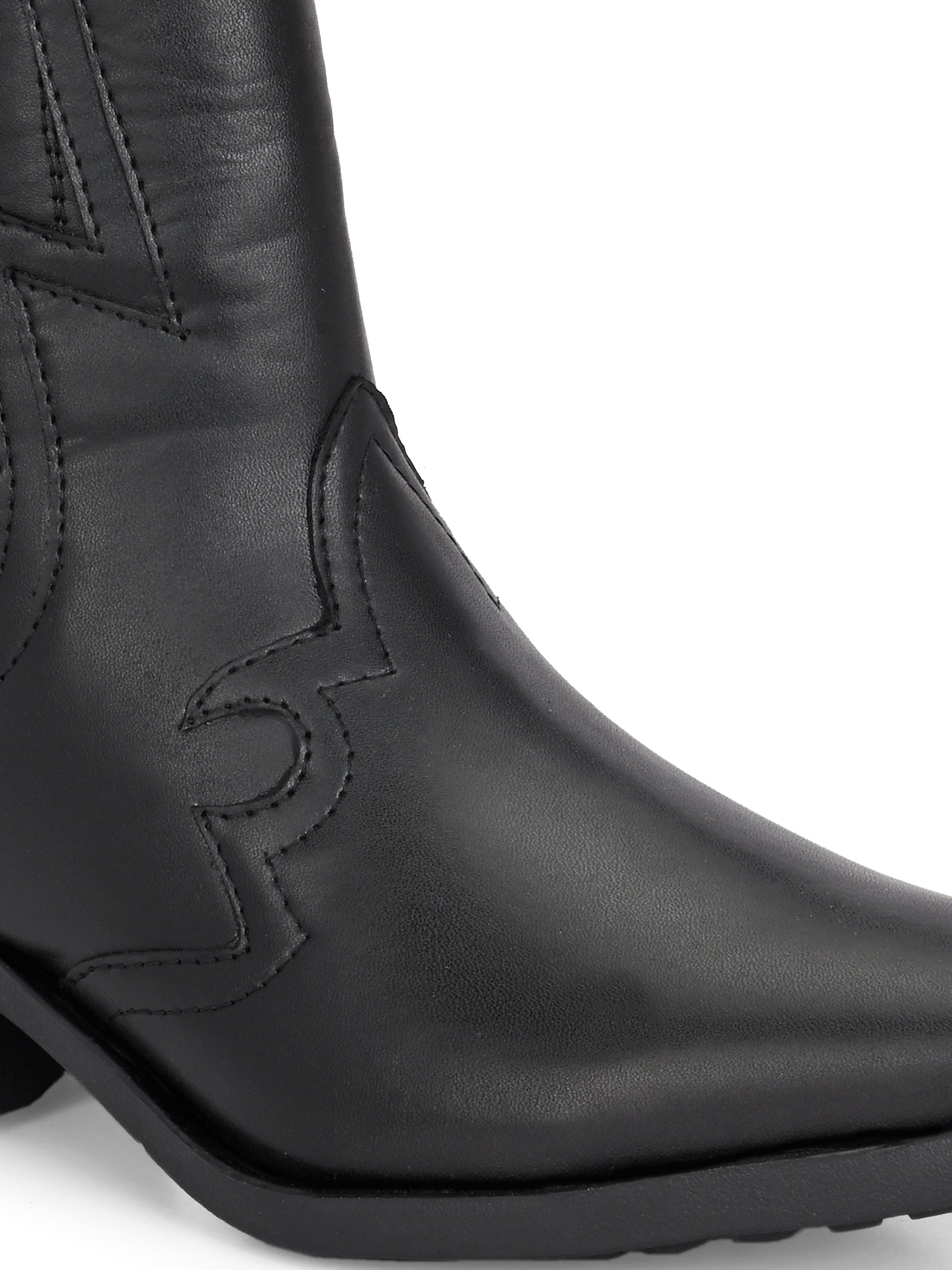 EL PASO Women Faux Leather Casual Slip On Cowboy Boots-6
