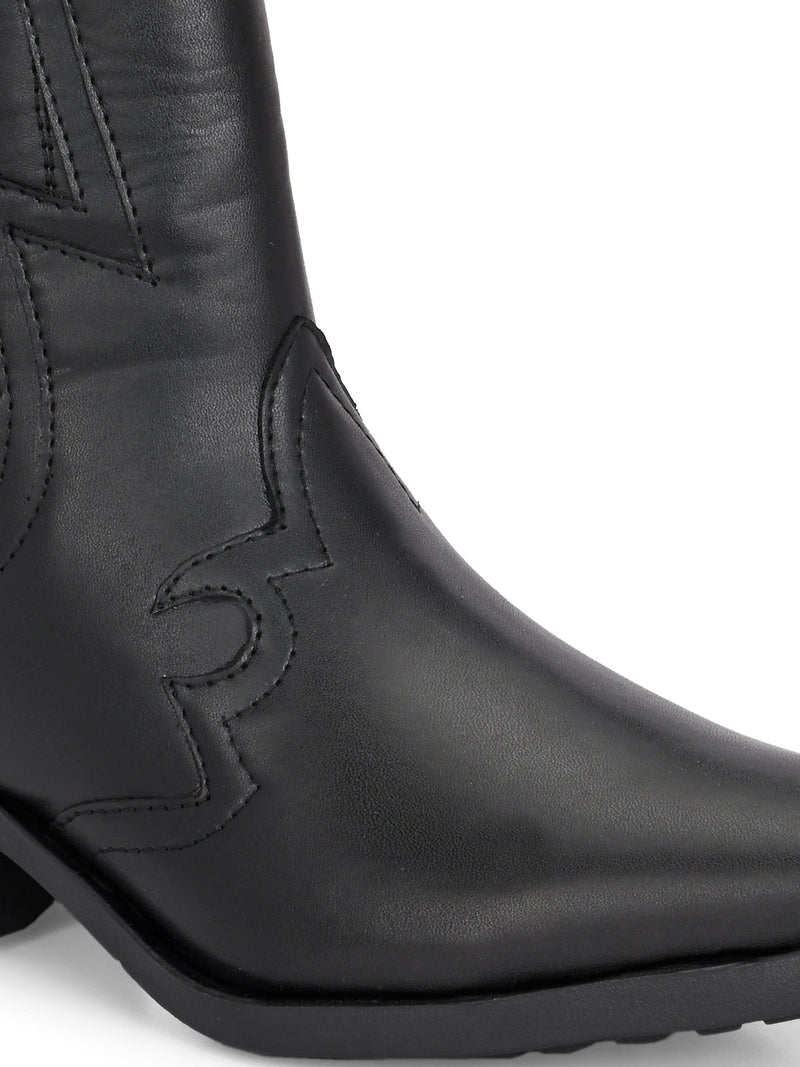 EL PASO Women Faux Leather Casual Slip On Cowboy Boots-6